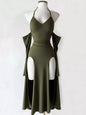 Halter Neck High-Slit Bodycon Dress