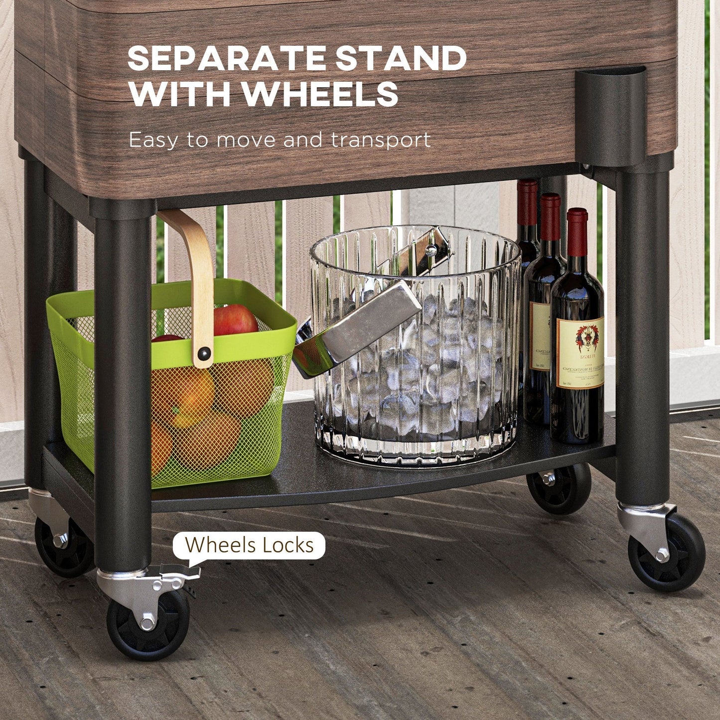 Outsunny Outdoor Cooler Cart, Rolling Beverage Ice Chest