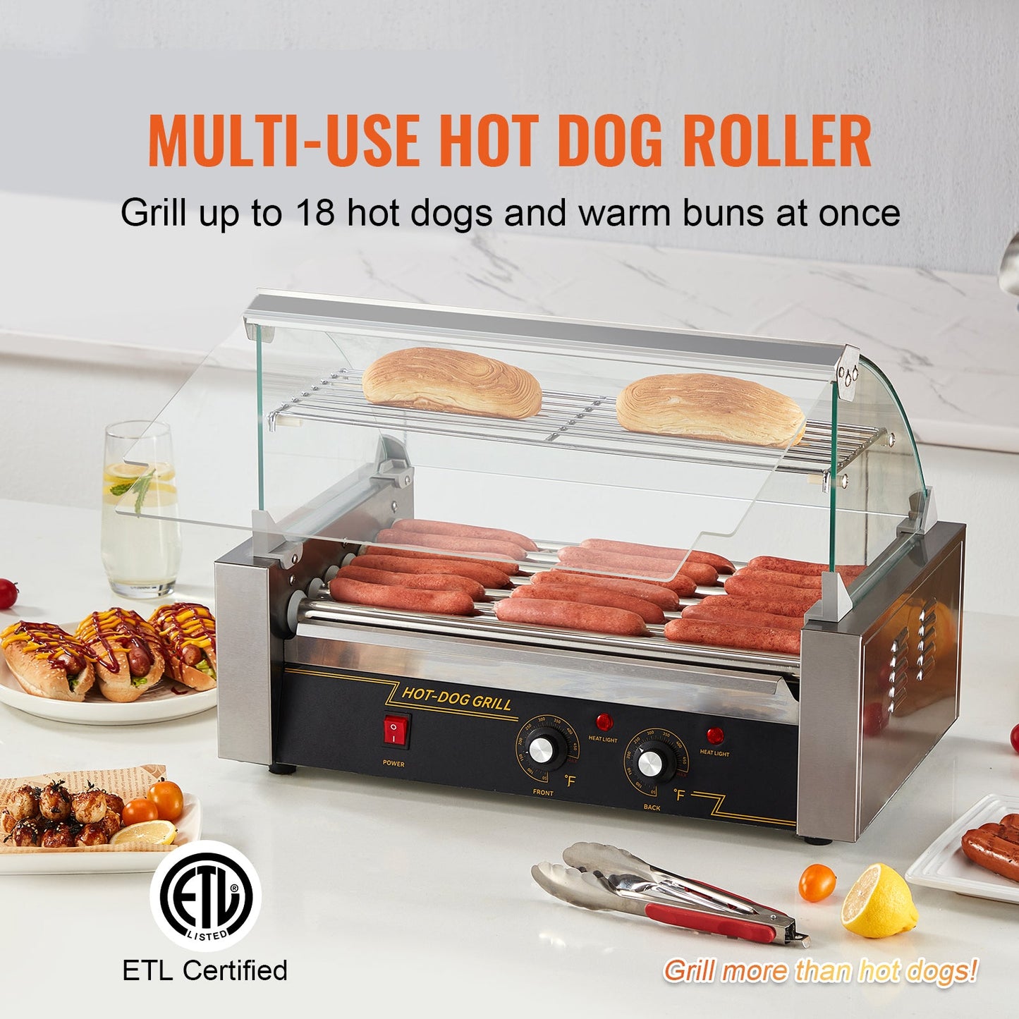 Hot Dog Roller with 7 Rollers and 18 Hot Dogs Capacity