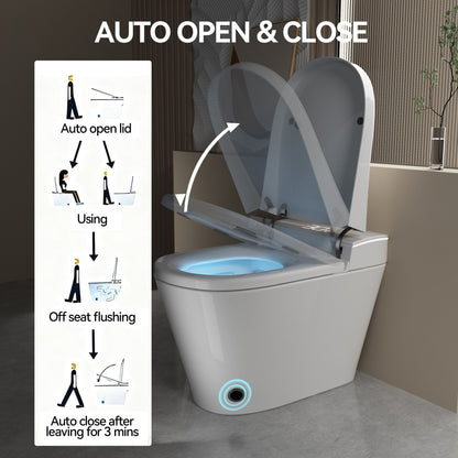 Smart Bidet Toilet With Auto Open / Close Seat, Warm Water Wash, Heated Seat, And Wireless Remote Control