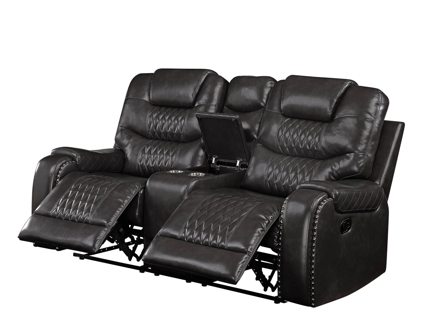 Braylon Recliner Loveseat With Cupholder Console - Brown