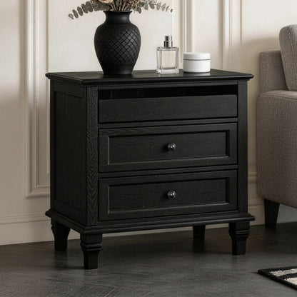 28" Wood Nightstand with Charging Station