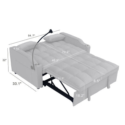 Modern Velvet Loveseat Futon Sofa Couch with Pullout Bed