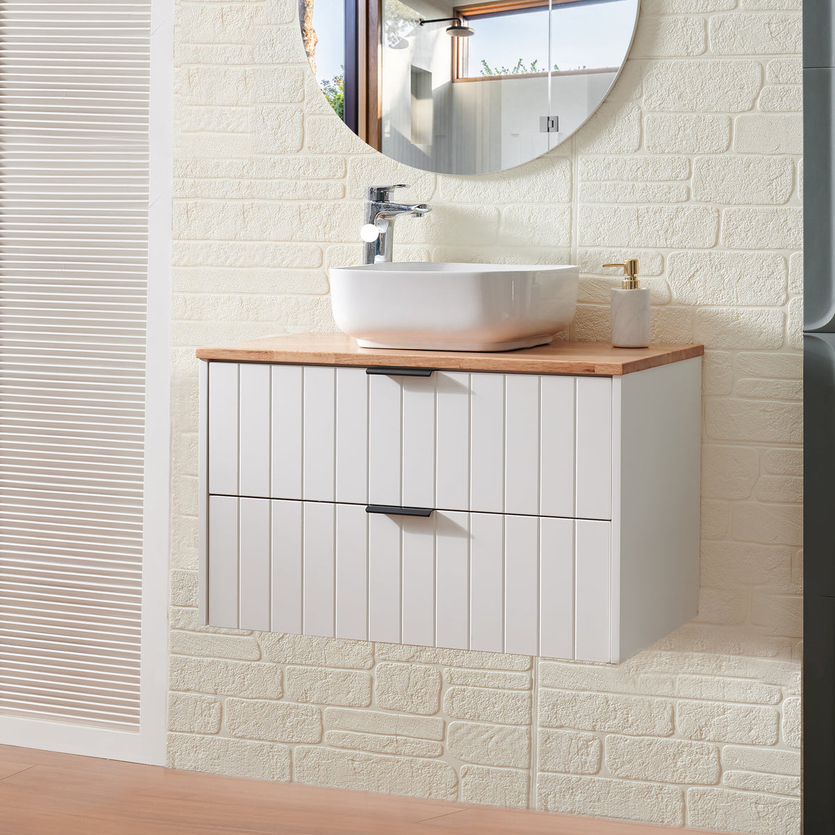 32-Inch Double Drawer Wall-Mounted Bathroom Vanity