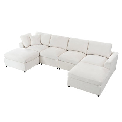 U-Style 130.3" 6-Seater Modular Sectional Sofa