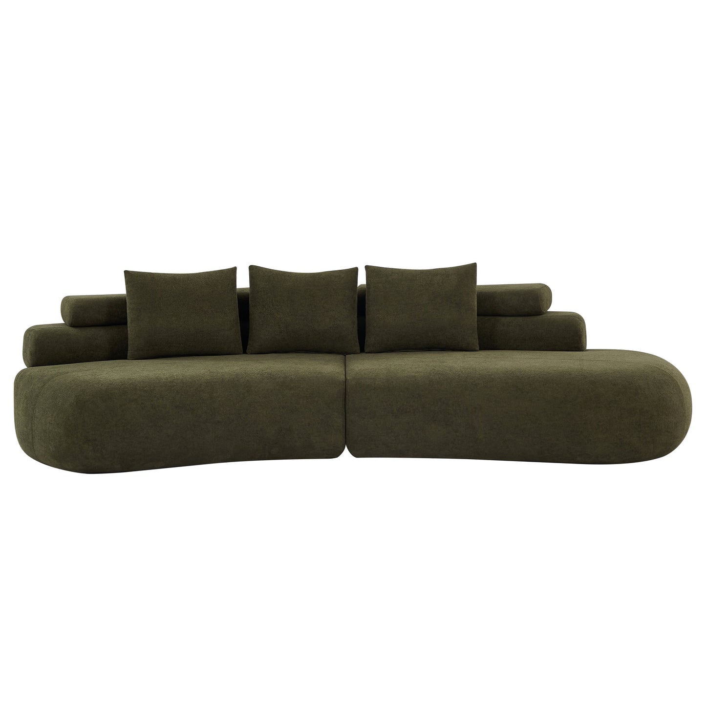 122" Curved Sectional Sofa (Olive Green)