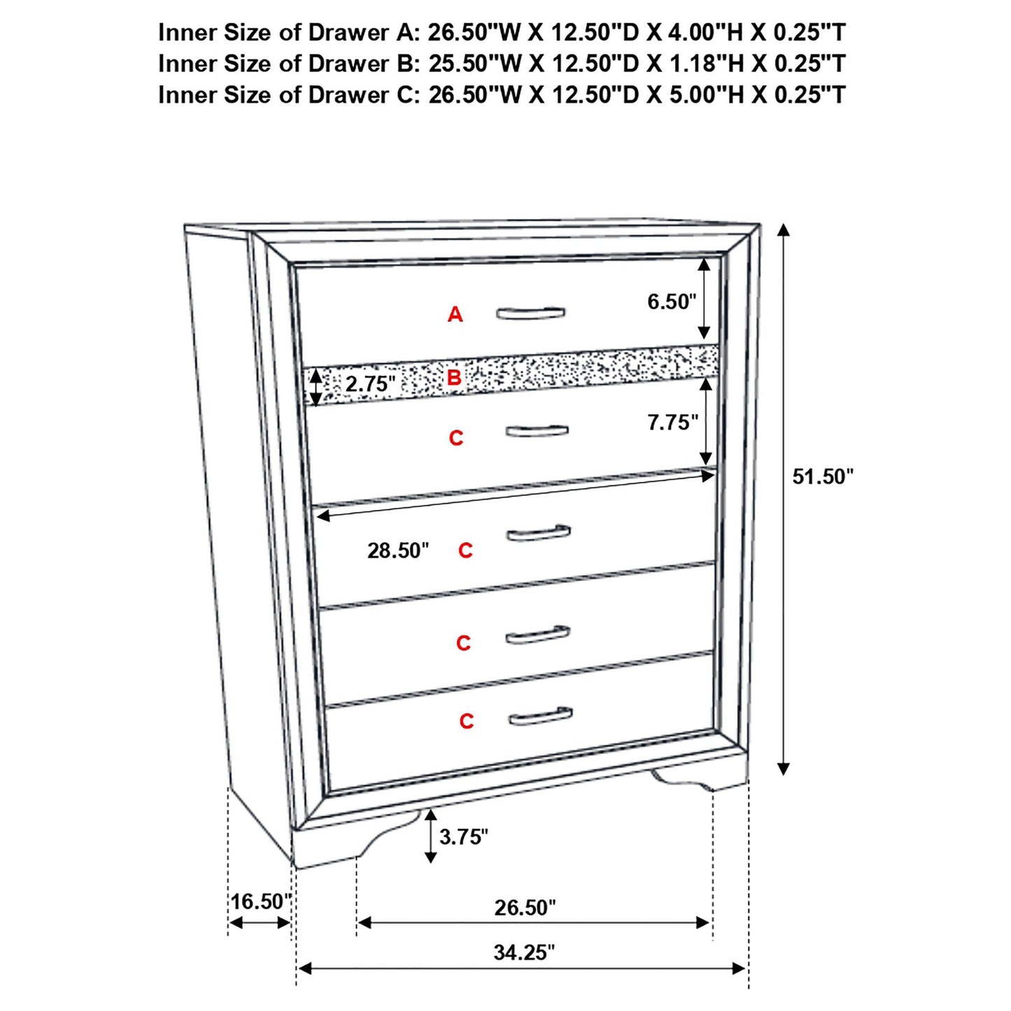 Annie - 6 Drawer Bedroom Chest