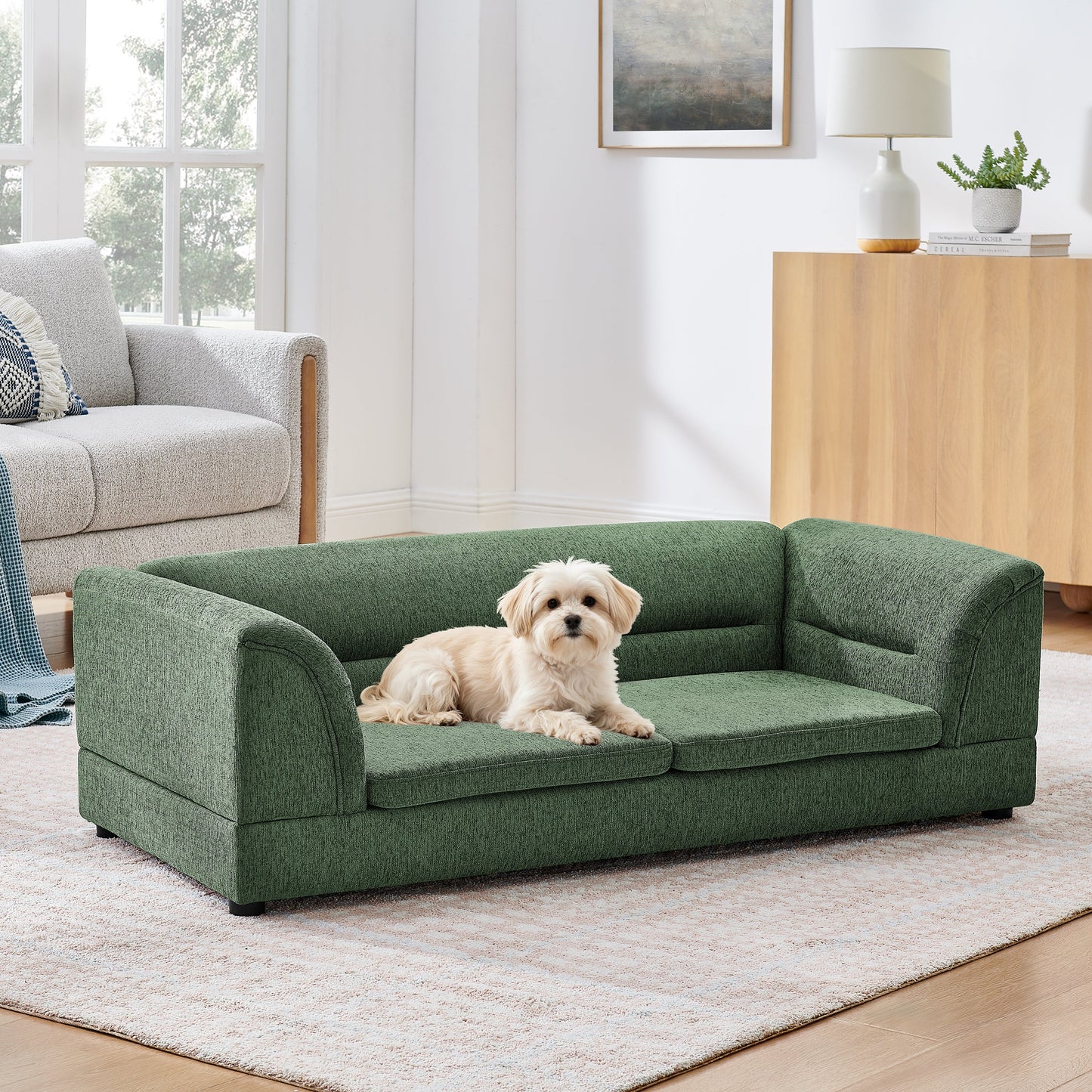 Oversized Pet Sofa, Curved Armrest Rectangular Dog Sofa