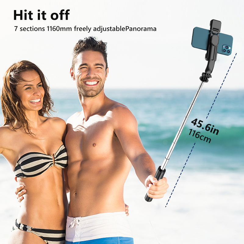 Bluetooth Selfie Stick Tripod for Cell Phones - Adjustable Height & 360° Rotating Head