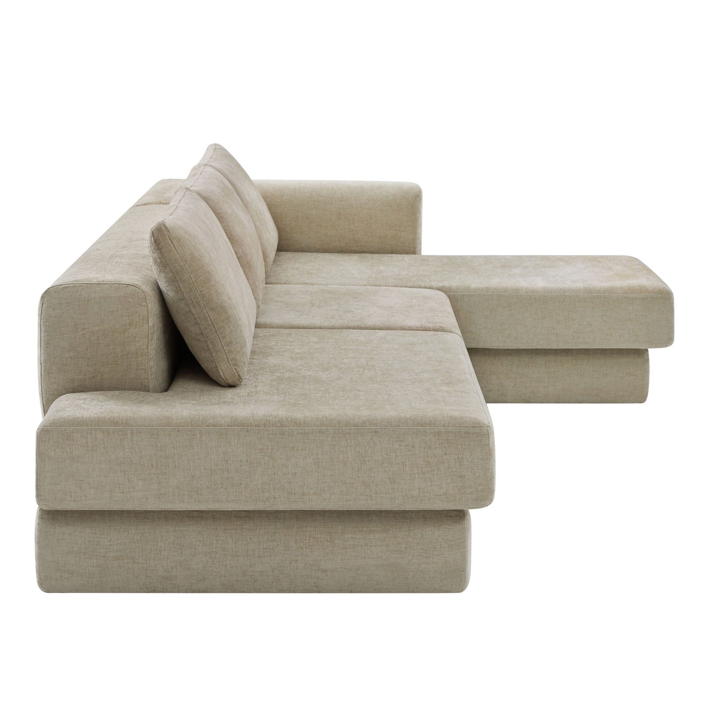 L-Shaped Modular Sofa With Double Layer Cushion