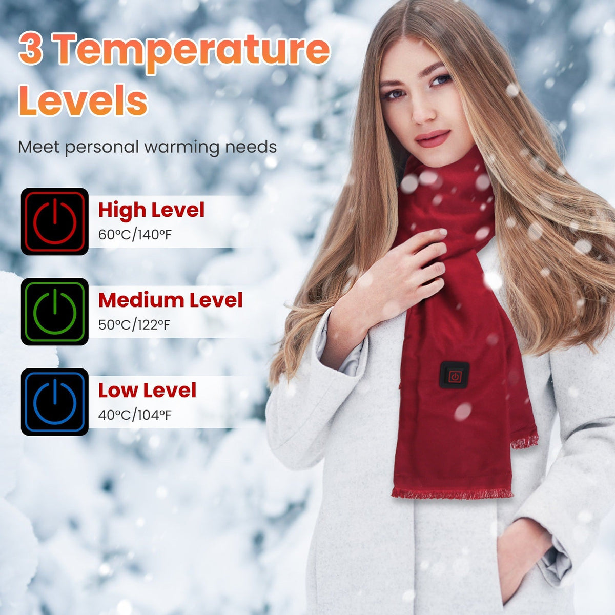 USB Heated Winter Scarf – Unisex, 3 Heat Modes, for Outdoor Sports