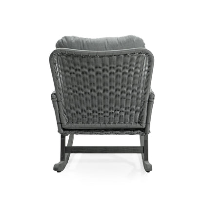 Contemporary Minimalist Wicker Rocking Chair With Soft Cushions And Durable Wooden Frame