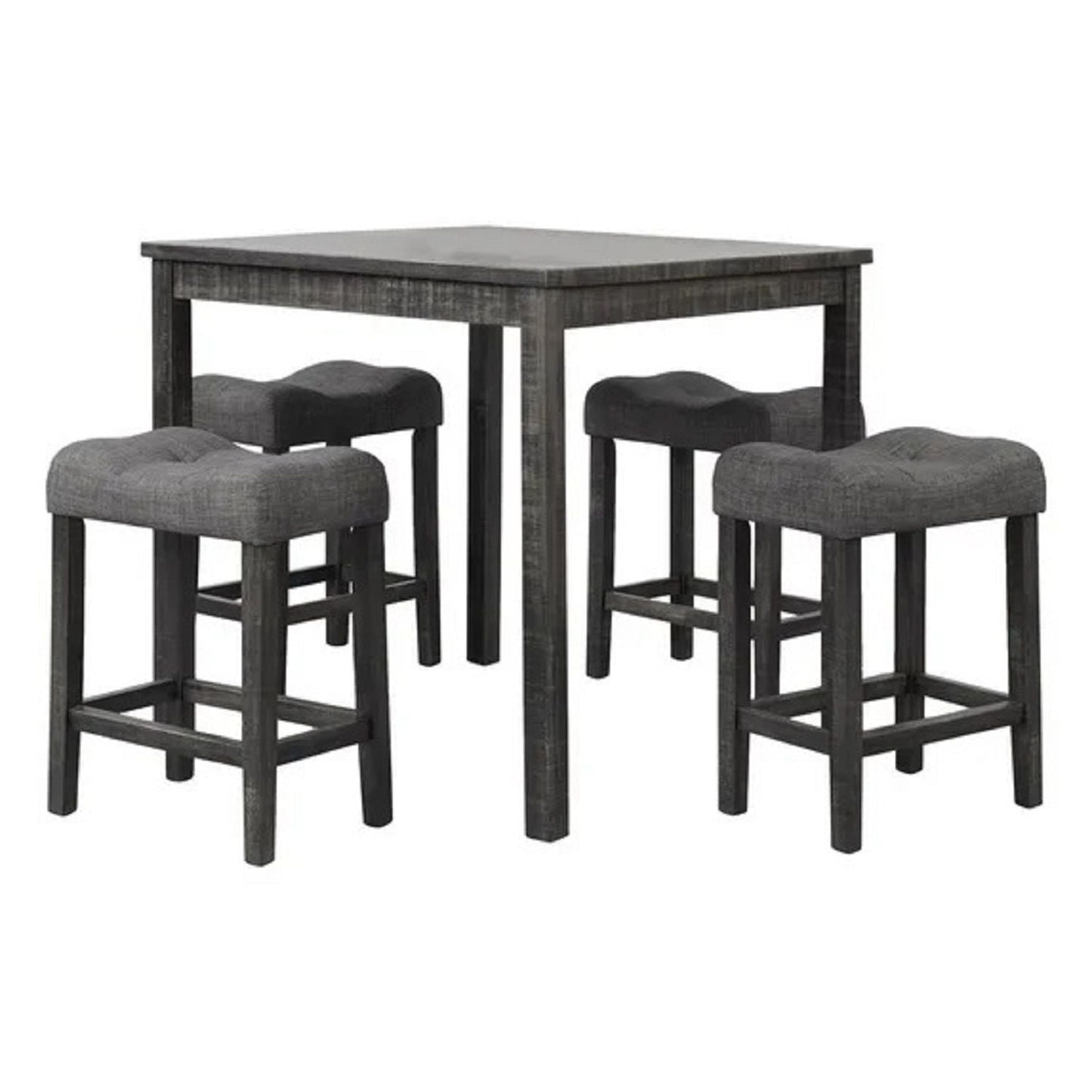 Transitional Counter Dining Set With 4 Tufted Stools