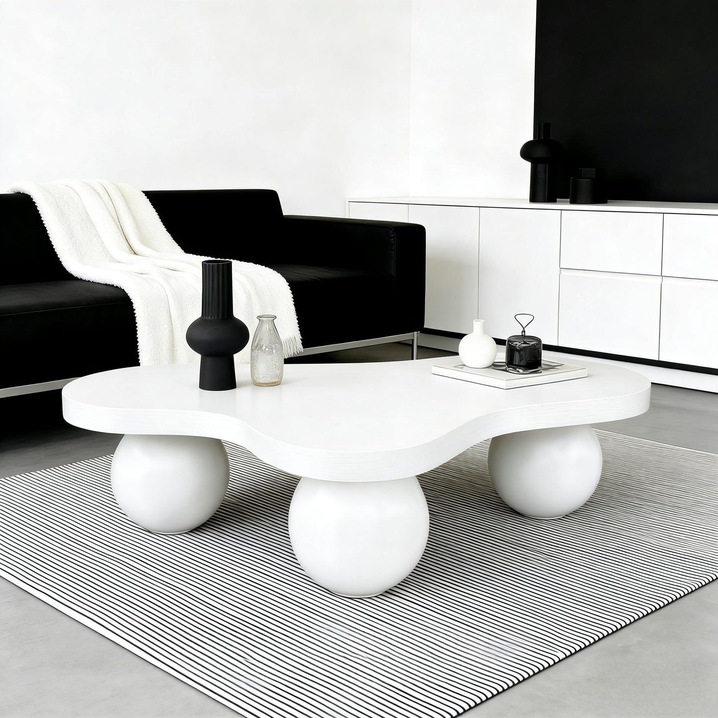 Cloud Shaped Coffee Table With 3 Ball Legs For Living Room