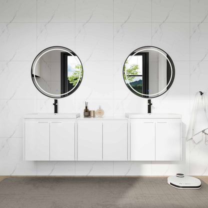 72" Bathroom Vanity With Resin Sink, Soft Close Doors and 1-Side Cabinet