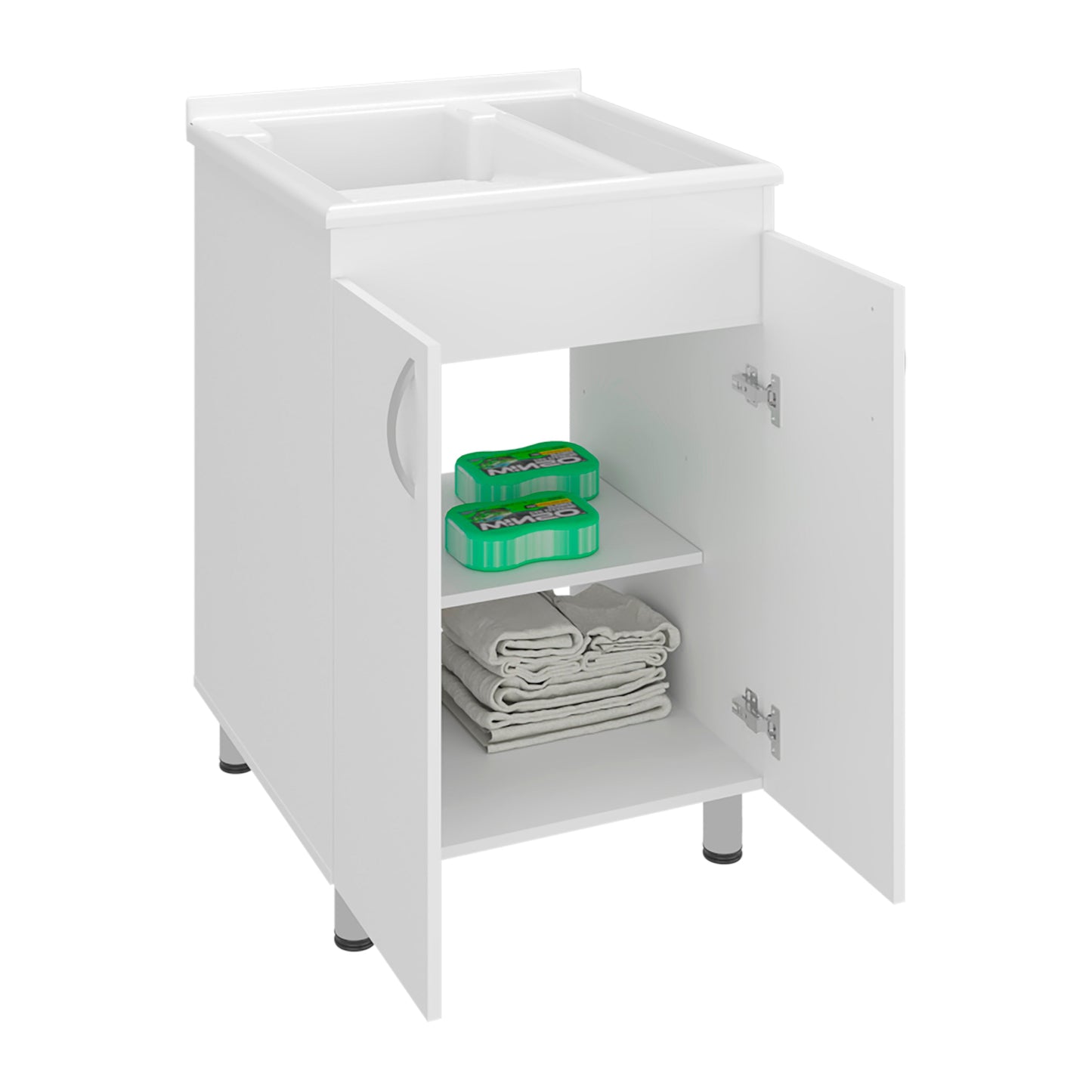 Demolotion Utility Sink Cabinet with Dual Compartments and Storage