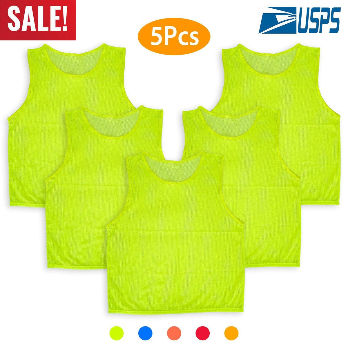 5Pcs Mesh Scrimmage Vests Soccer Basketball Team Training Pinnies Jerseys Shirt Adult Size