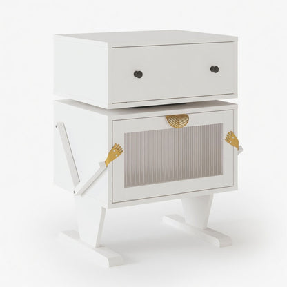 Robot LED Nightstand With 360° Rotating Drawer