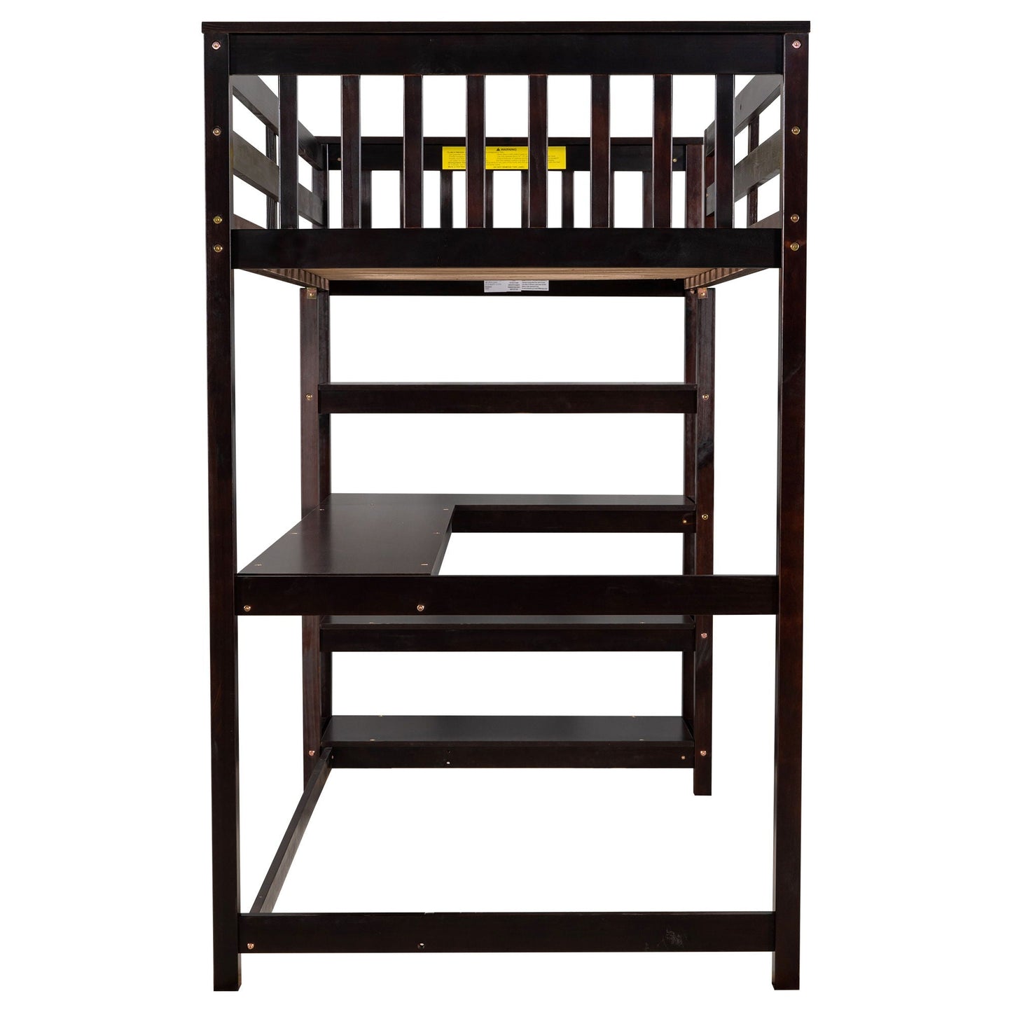 Loft Bed With Storage Shelves And Under Bed Desk