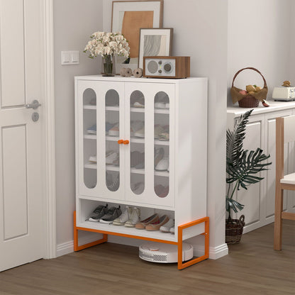 Modern Metal Shoe Cabinet With DoublebSided Doors And Adjustable Partitions