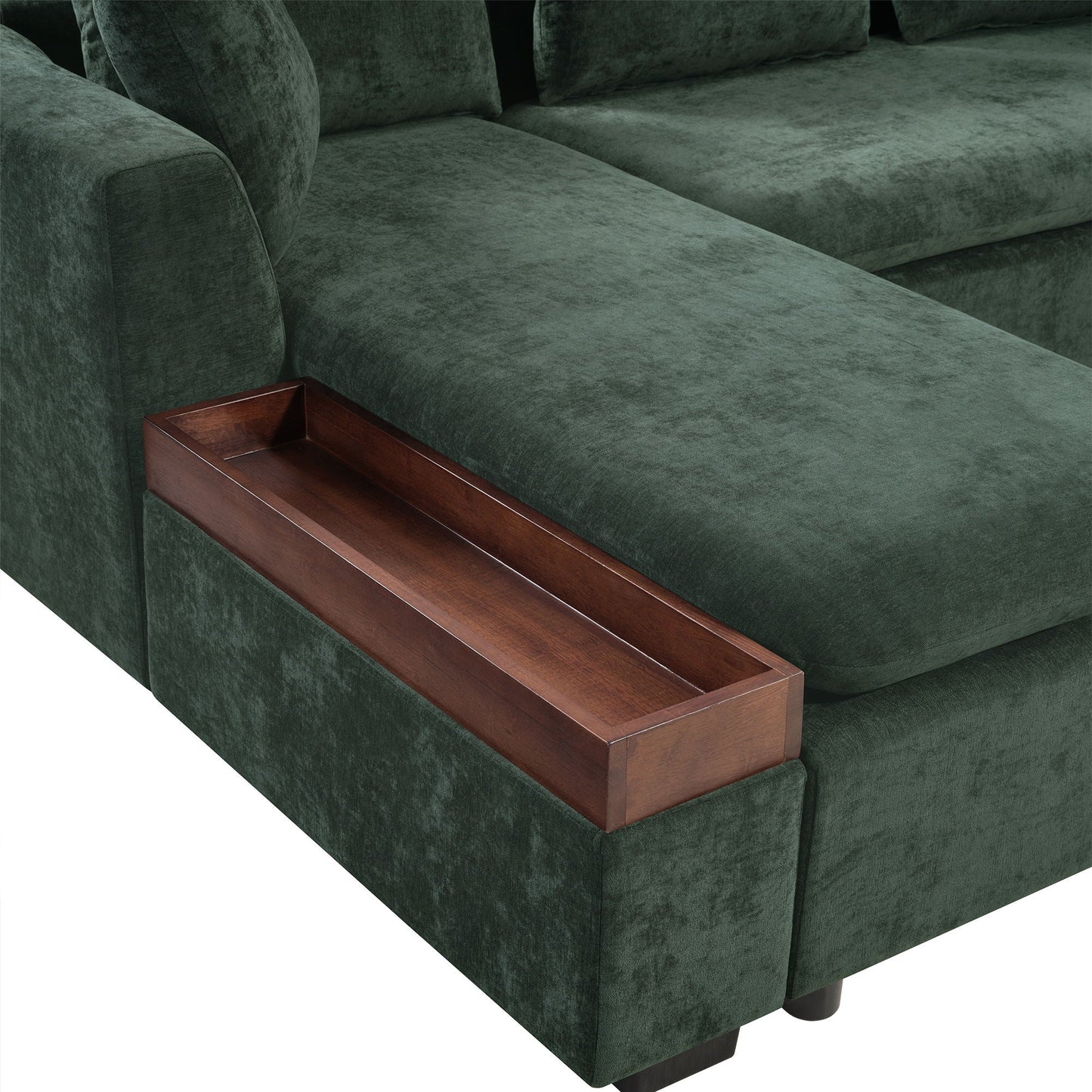 Modern L Shaped Sectional Sofa With Upholstery And Wooden Storage