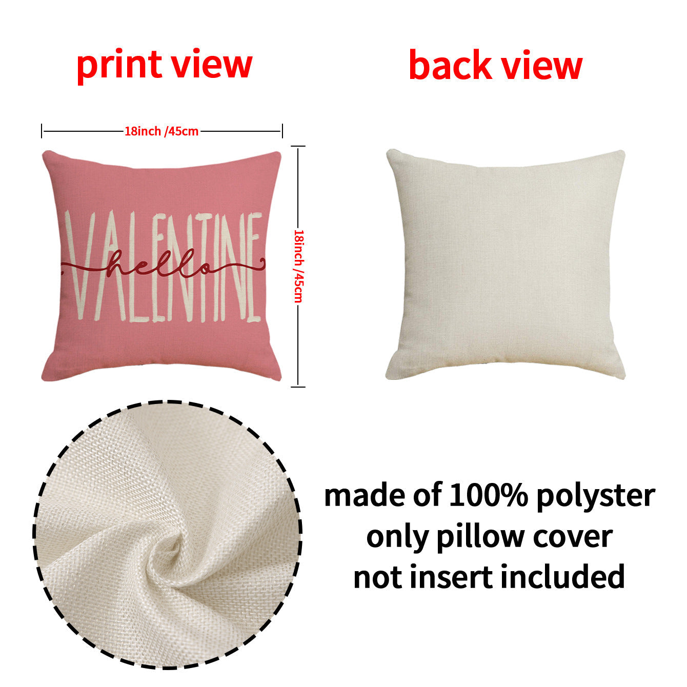 Love Heart Pillow Cover Valentine's Day Letter Printing Throw Pillowcase