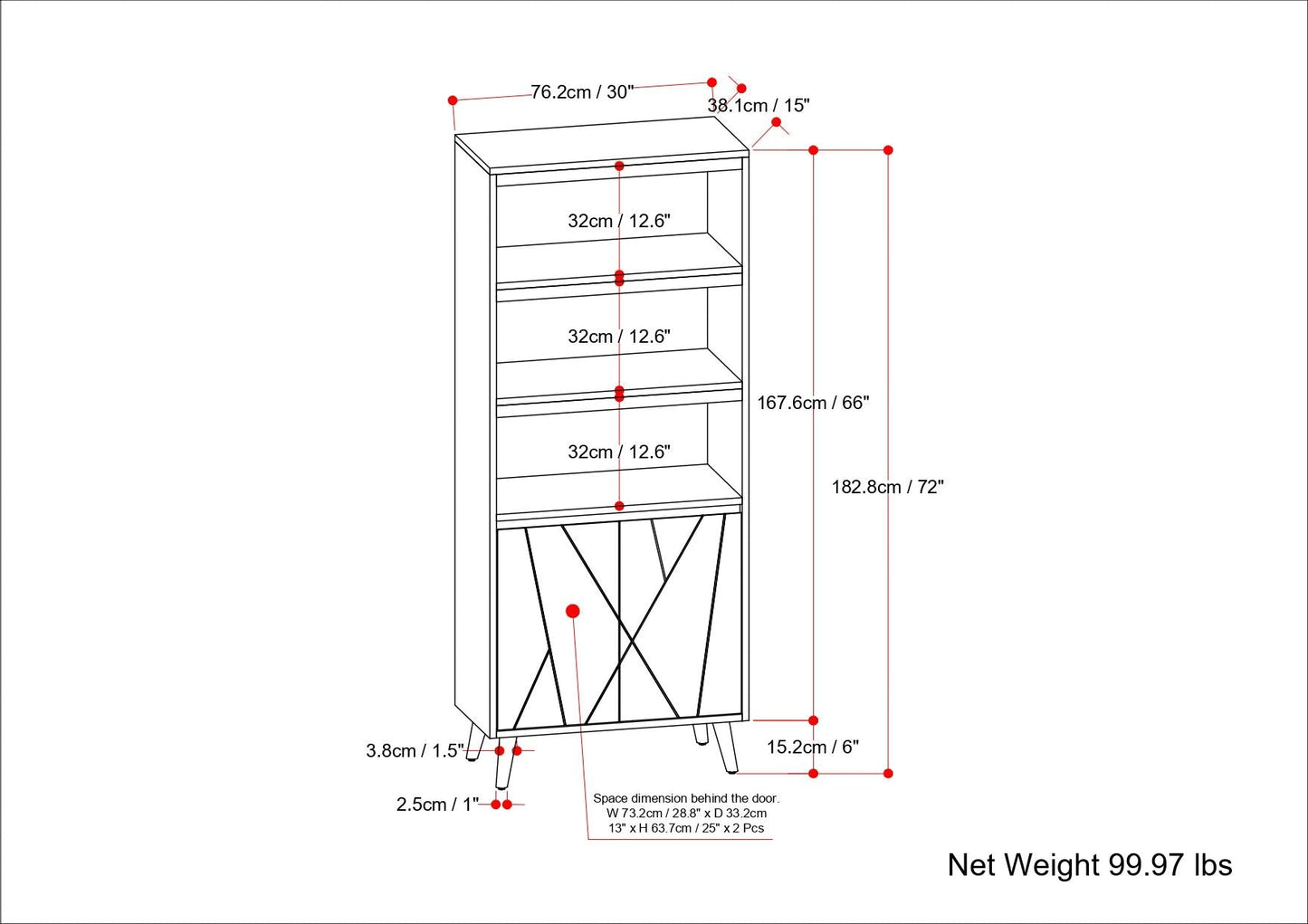 Jager - Bookshelf With Doors - Natural