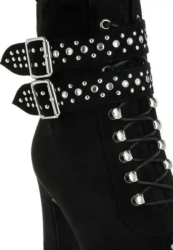 Punk Harness Boots - Studded High Heel Boots | Femstylo