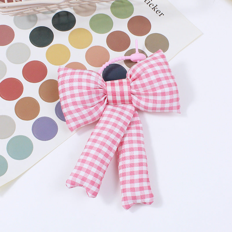 Fabric Plaid Bowknot Bag Pendant Accessory