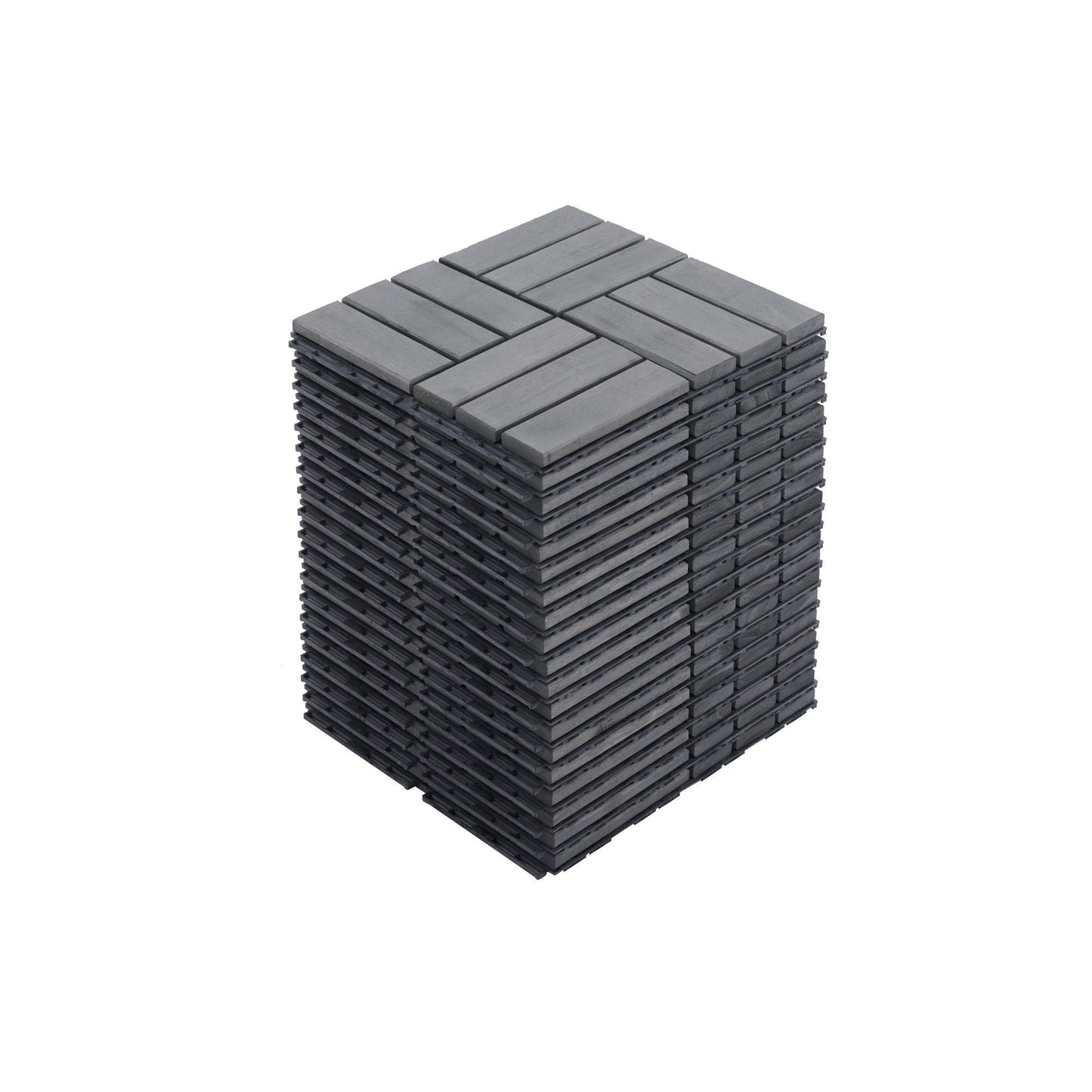 Acacia Wood Interlocking Deck Tiles Checker Pattern For Outdoor Flooring