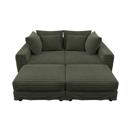 Convertible Deep Seat Sofa With Soft Pillows And Ottomans
