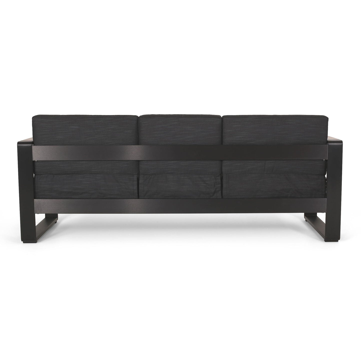 Giovanna 3-Seater Sofa with Aluminum Frame and Water-Repellent Cushions - Black