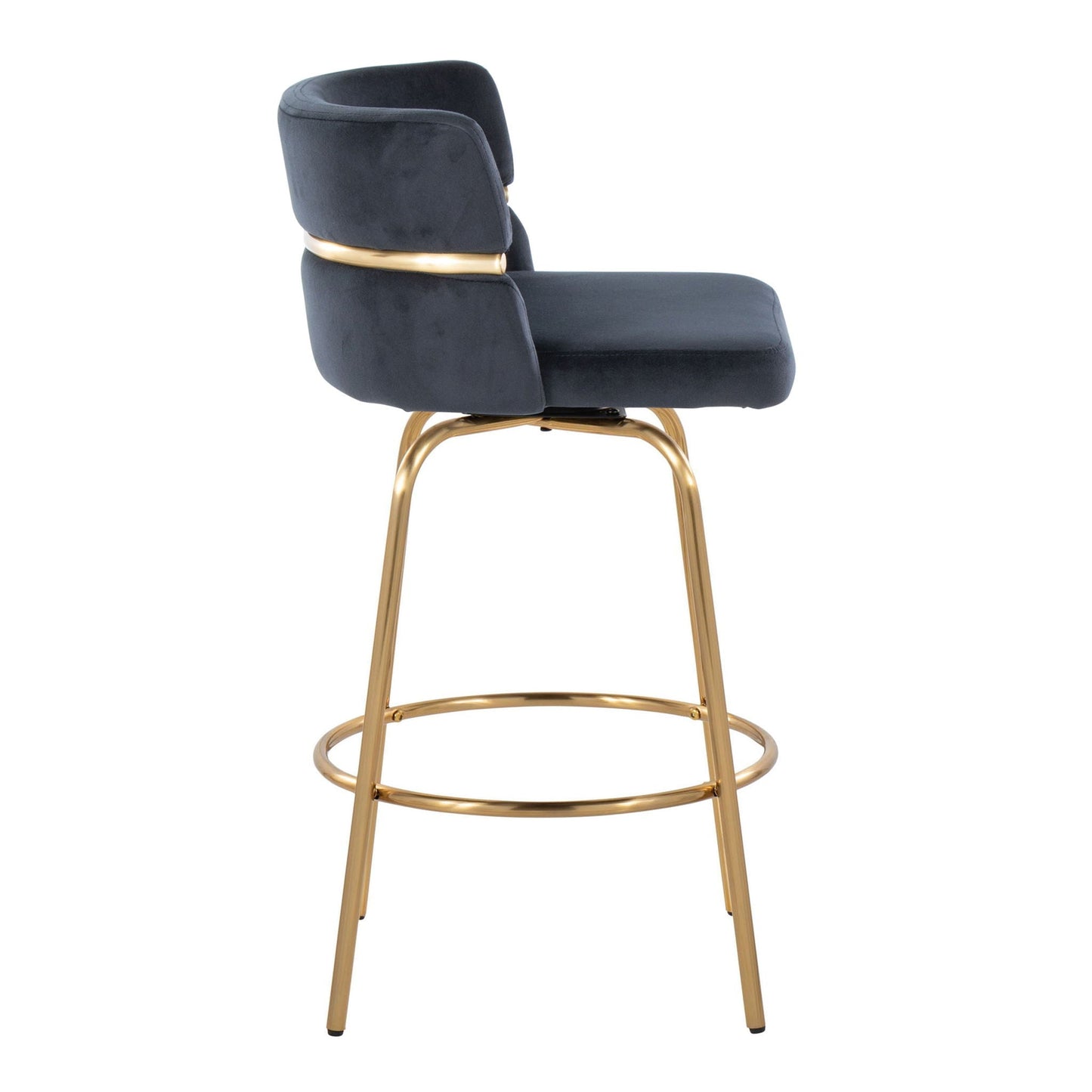 Cinch - Glam / Art Deco Fixed Height Counter Stool With Swivel With Round Footrest (Set of 2)
