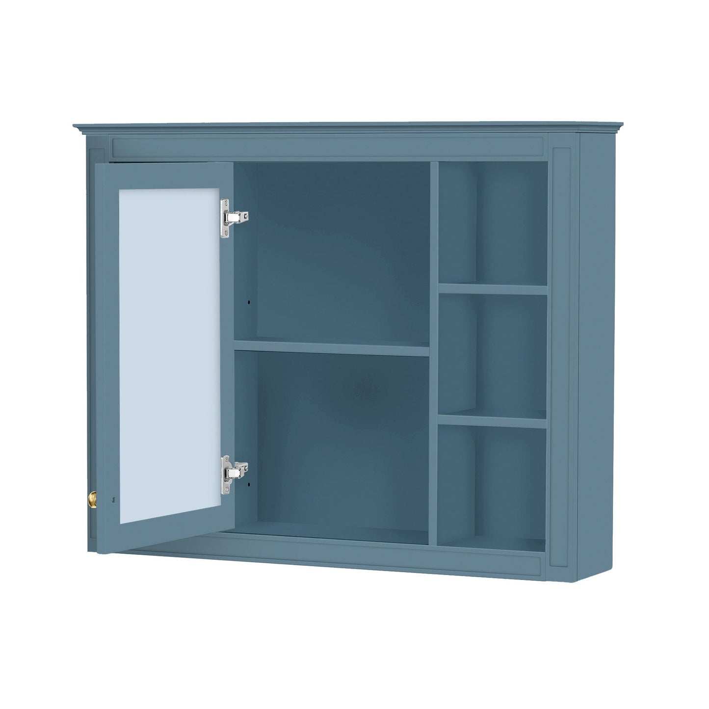 Wall Mounted Medicine Cabinet With Mirror, Storage Cabinet Featuring 6 Open Shelves And Adjustable Interior