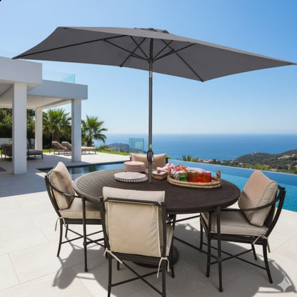 Rectangular Patio Umbrella With Crank Tilt, Polyester UV-Resistant Canopy
