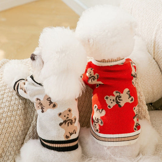 Dog Sweaters Are Cute Bear Pattern Dog Clothes For Puppies, Warm Dog Coats For Winter, Chihuahua Dog Clothing, And Lightweight Sweaters For Pet Cats In Autumn