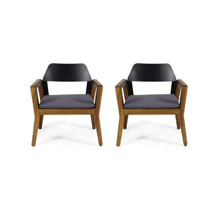 Soho Transitional Style Outdoor Club Chair (Set of 2) with Cushions - Teak