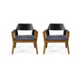 Soho Transitional Style Outdoor Club Chair (Set of 2) with Cushions - Teak