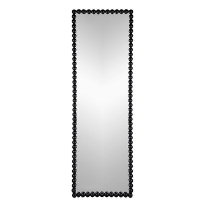 Full Length Mirror With Metal Beaded Frame, Rectangular Oversized Mirror For Living Room Bedroom - Black