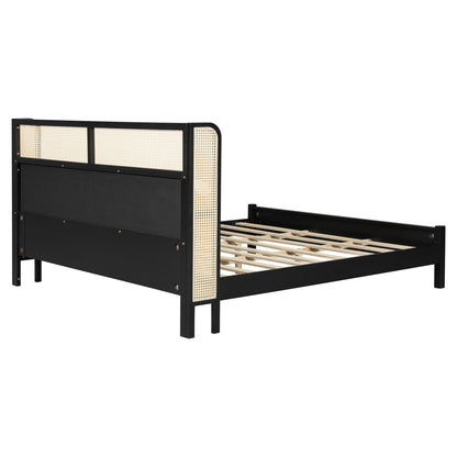 King Size Bed Frame with Black Frame and Green Upholstered Headboard