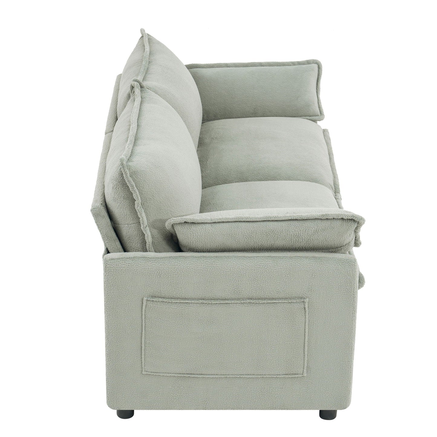 Modern Loveseat Sofa, Upholstered Couch With Side Storage Pockets