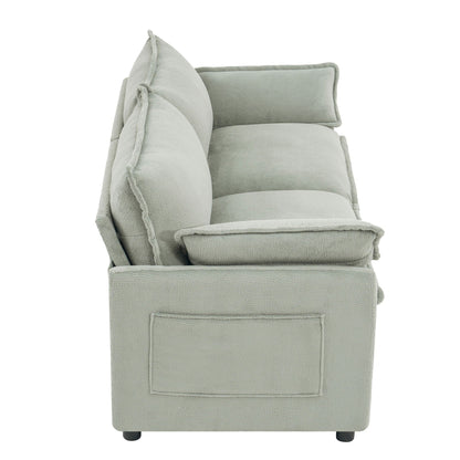 Modern Loveseat Sofa, Upholstered Couch With Side Storage Pockets