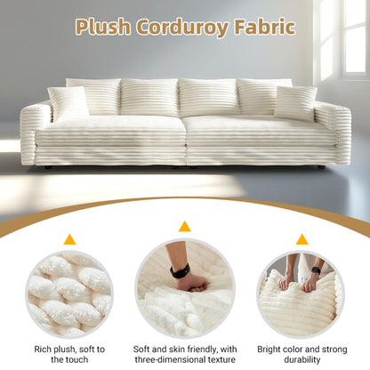 Deep Seat Convertible Sofa With Soft Pillows And Ottomans