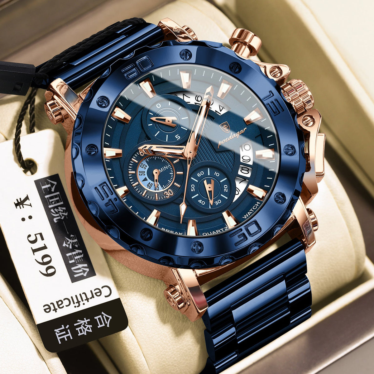 Quartz Watch Waterproof Multifunctional Luminous Fashionable Mens Timepiece