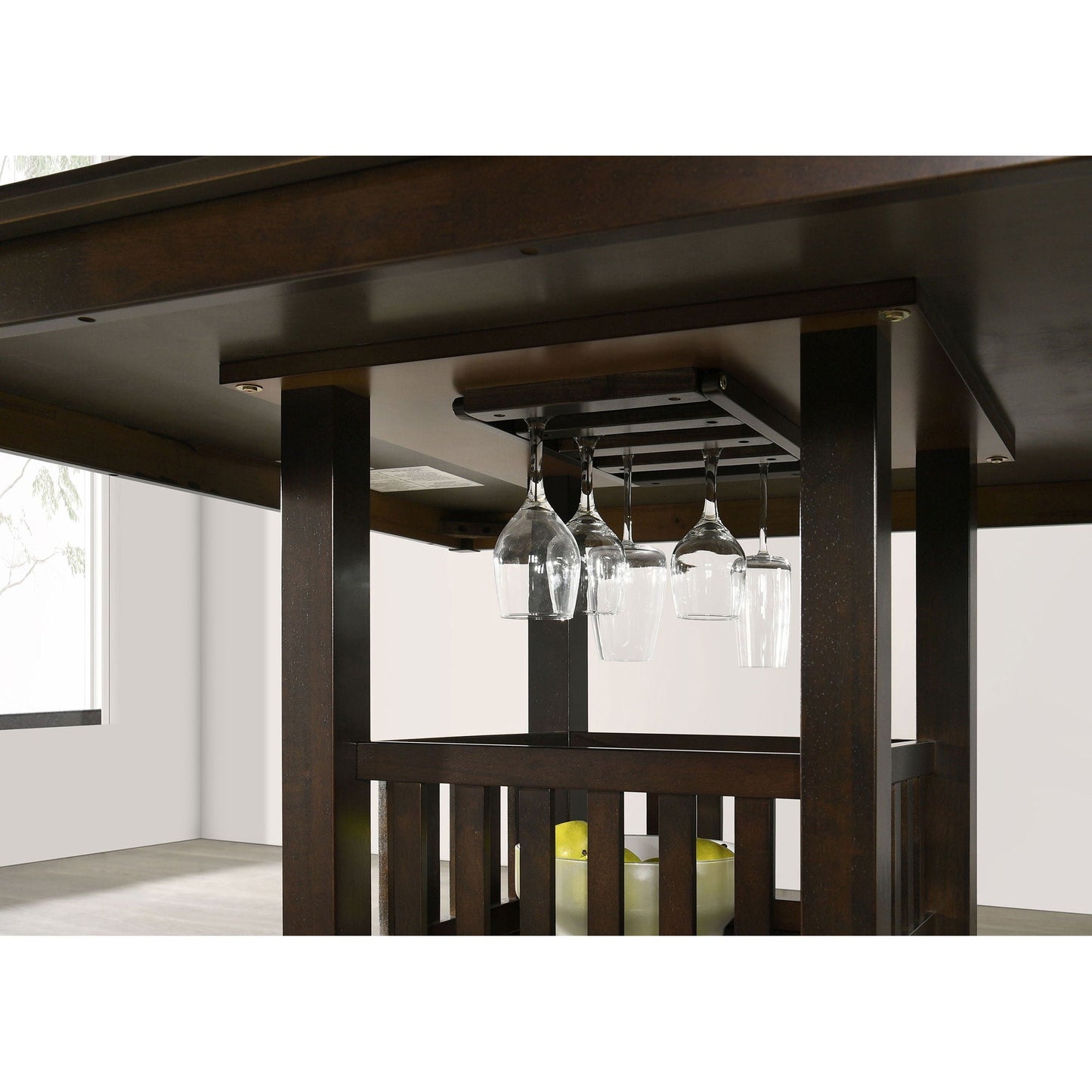 Finley - Square Counter Table With Storage Pedestal Dining Table - Espresso
