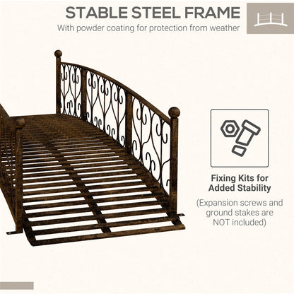 Outsunny 7' Metal Arch Garden Bridge with Safety Siderails