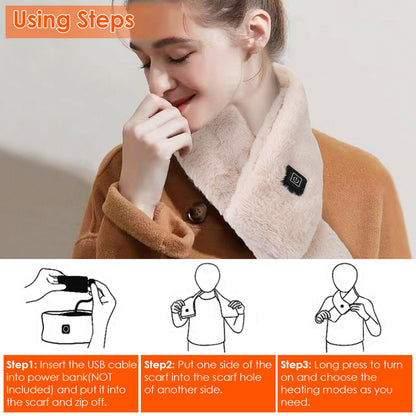 USB Heated Scarf with 3 Temperature Modes for Winter