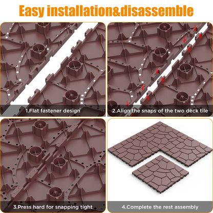New Stone Texture 12" Patio Deck Tiles, 44pcs