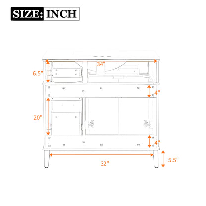 36-Inch White Modern Bathroom Vanity with Ceramic Sink
