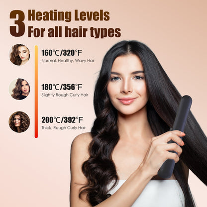 Cordless Hair Straightener Brush 2-in-1 Ceramic Flat Iron
